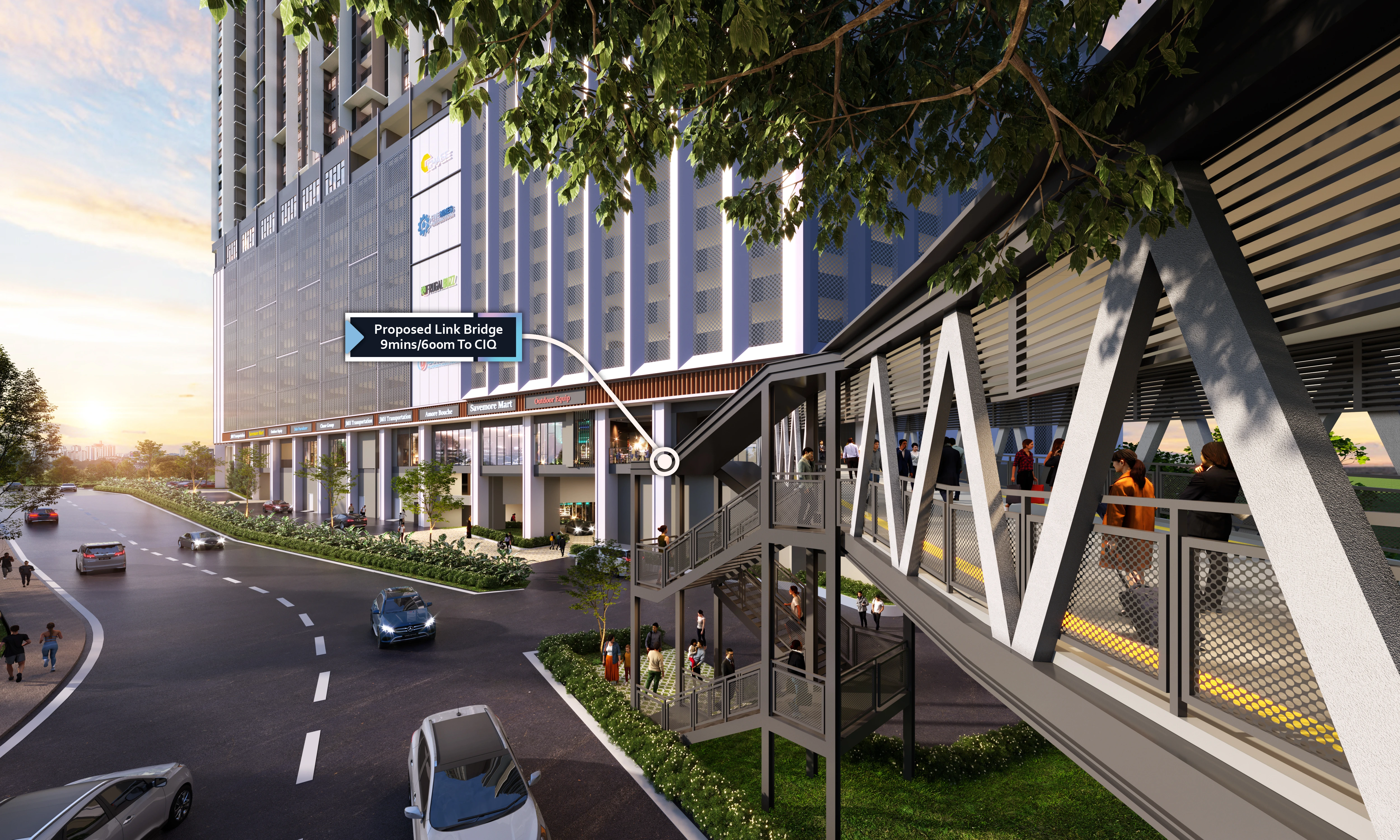 Proposed covered link bridge to CIQ & RTS